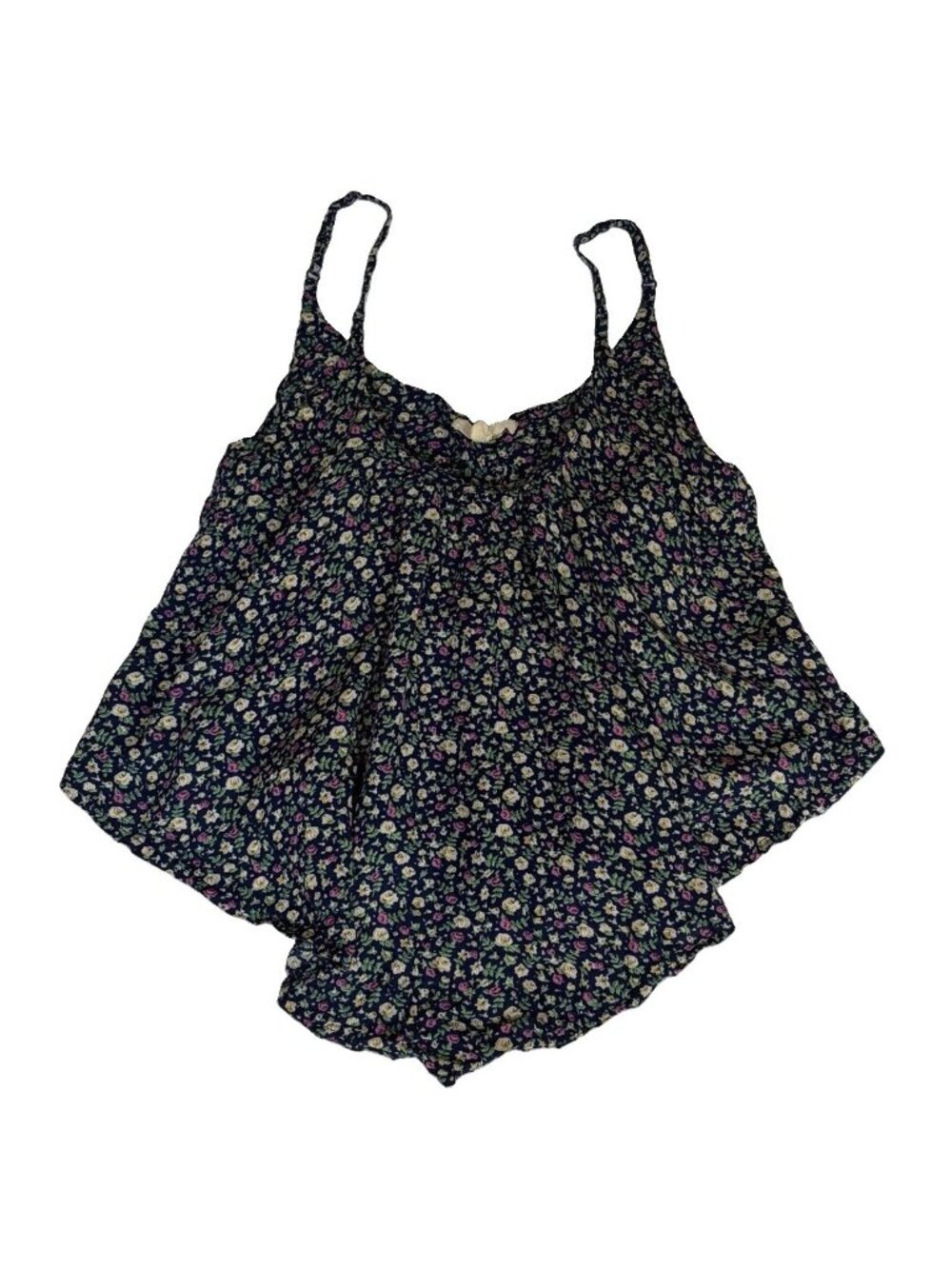 Iris Los Angeles Spaghetti Strap Ditsy Flowers Crop Tank Size S Blue Multicolor